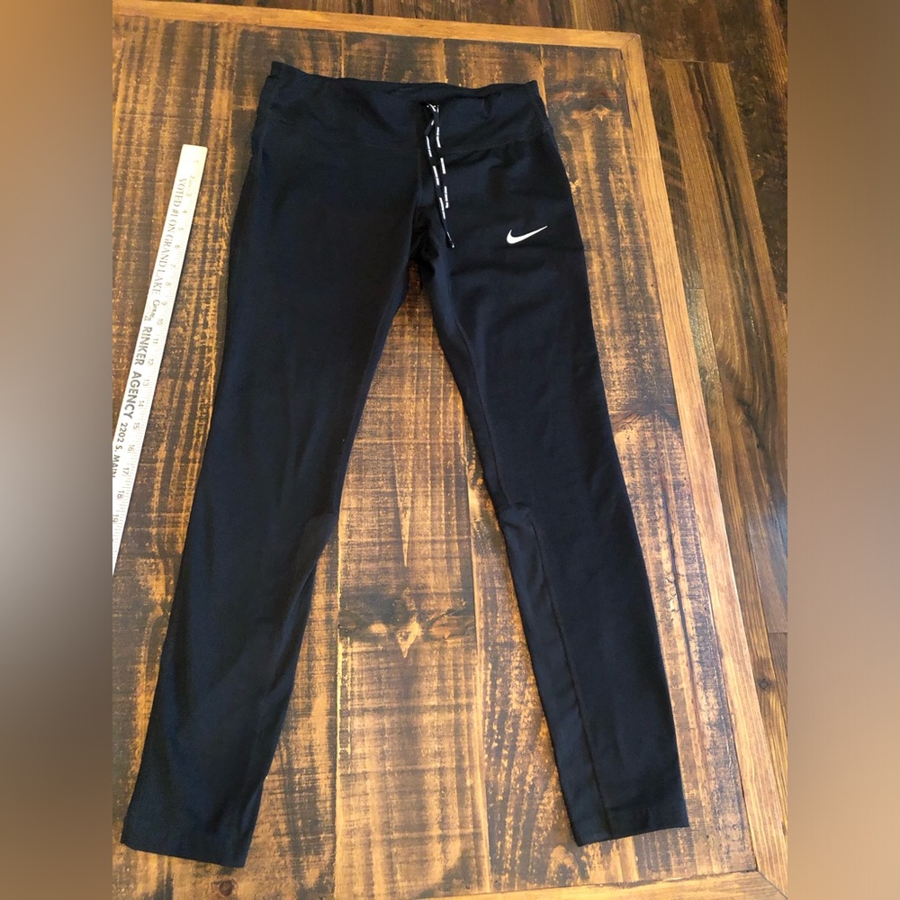 Nike Women's Black Leggings with White Logo